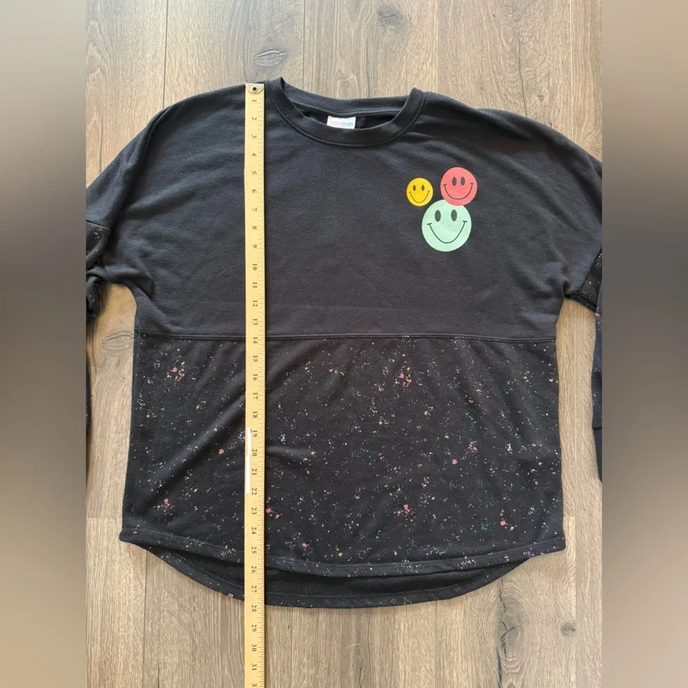 LuLaRoe Supply Crew Neck Sweater Black Smiley Size Medium - Picture 5 of 6